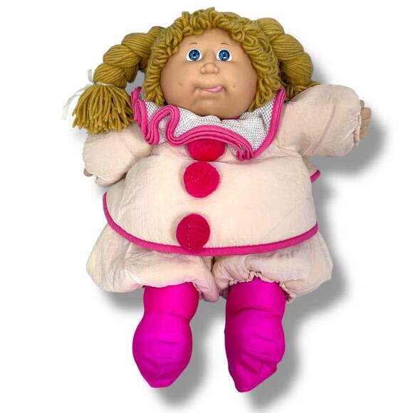 Vintage Cabbage Patch Kids Doll 17" Clown Outfit Blonde Yarn Hair Blue Eyes 1986 - Picture 1 of 7